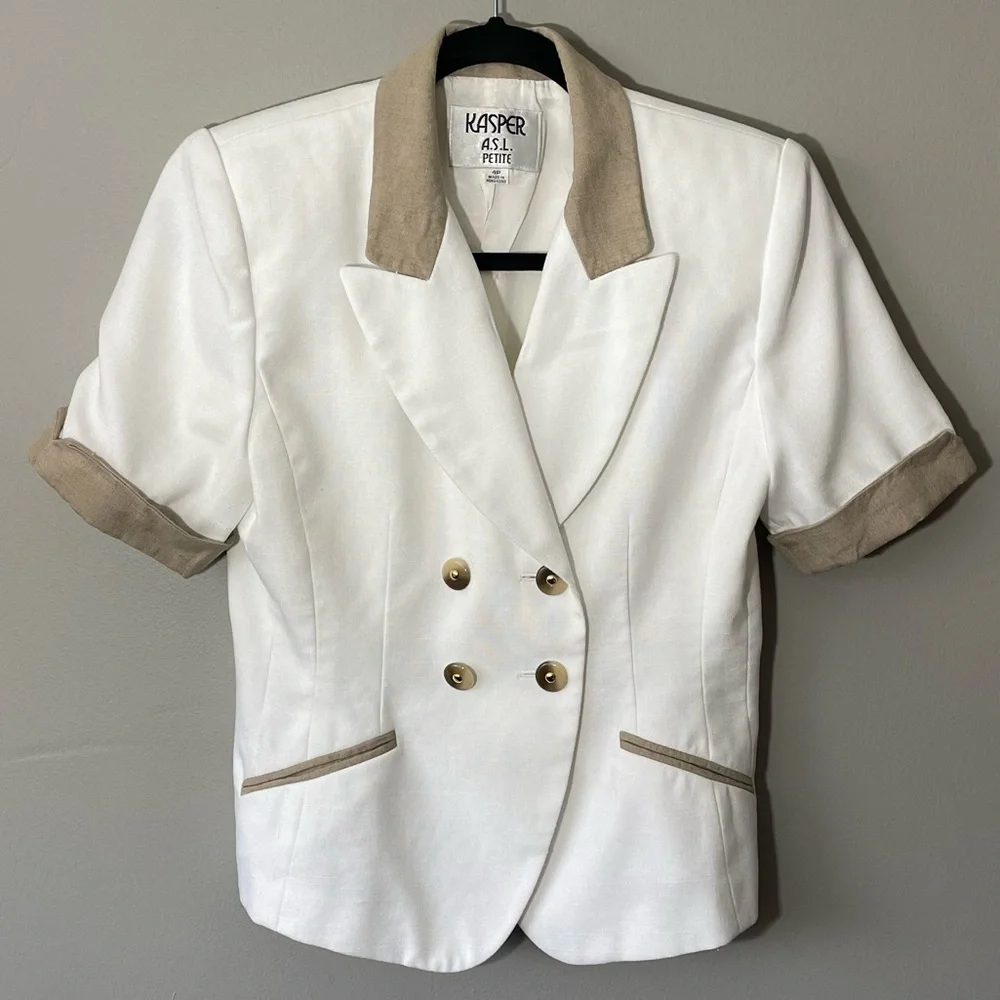 Vintage Kasper A.S.L. Petite Short Sleeve Blazer - Picture 1 of 3